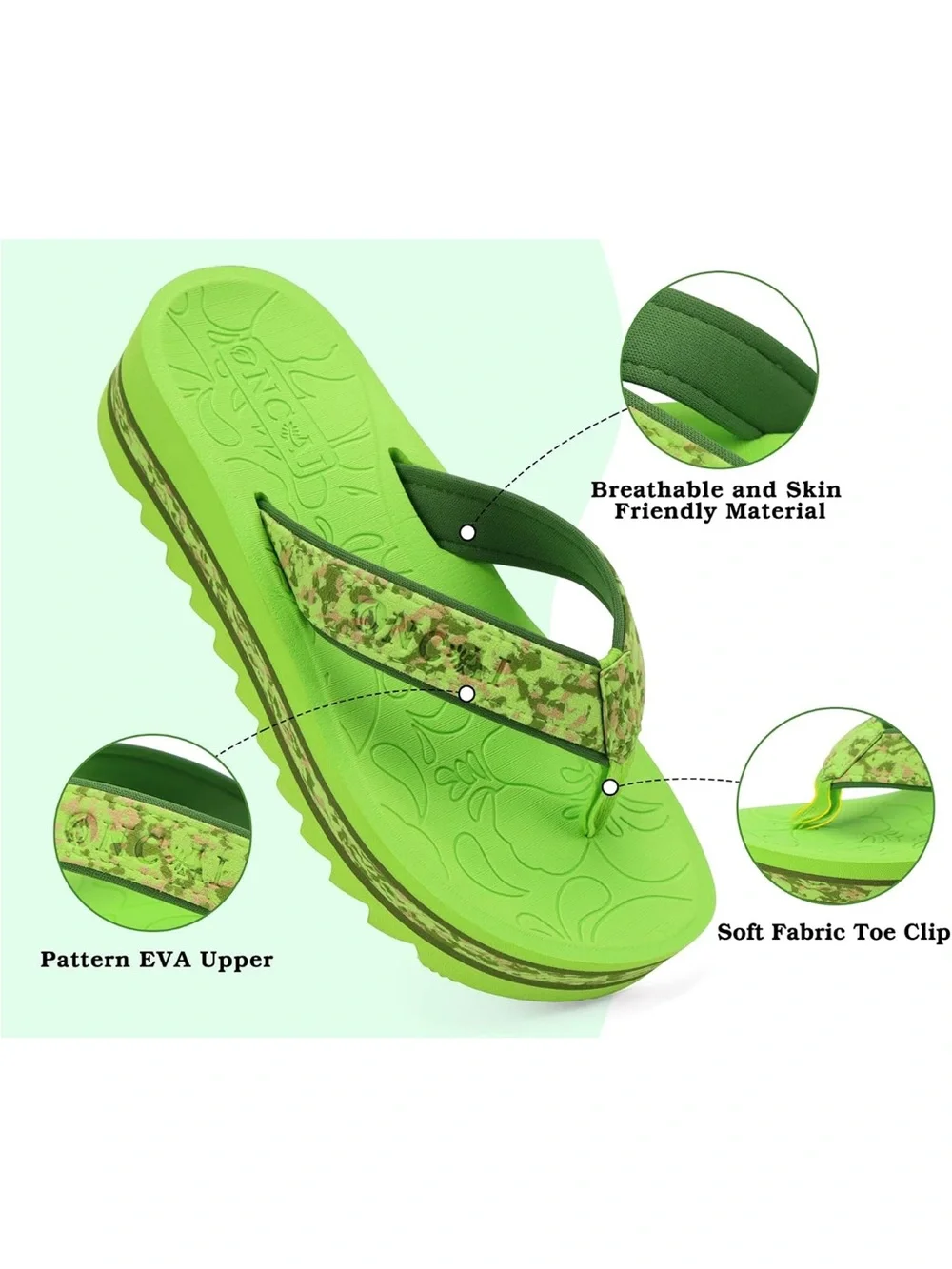 ONCAI Flip Flops for Women, Fashion Printed Platform Sandals Woman with Arch Sup